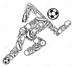 Animated figure made of different sport equipment running